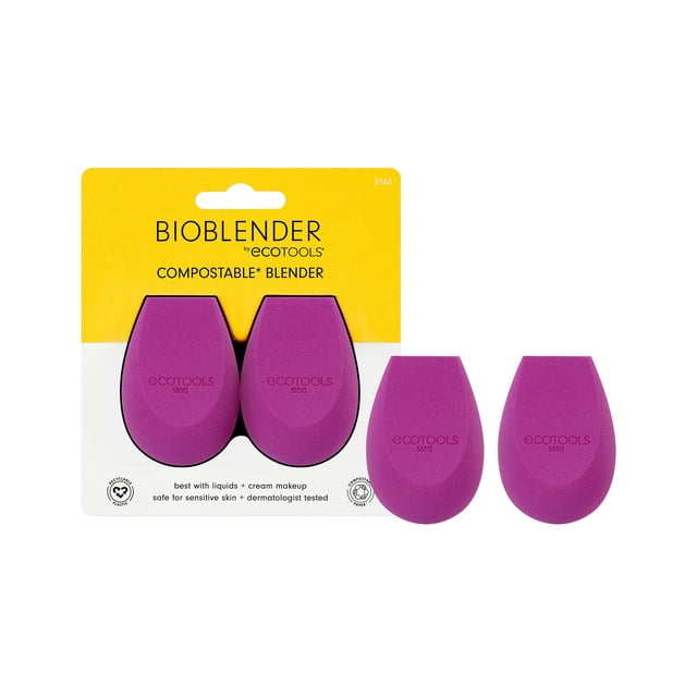 EcoTools Bioblender Makeup Sponge Duo, for Liquid and Cream Foundation, Purple, 2 Count