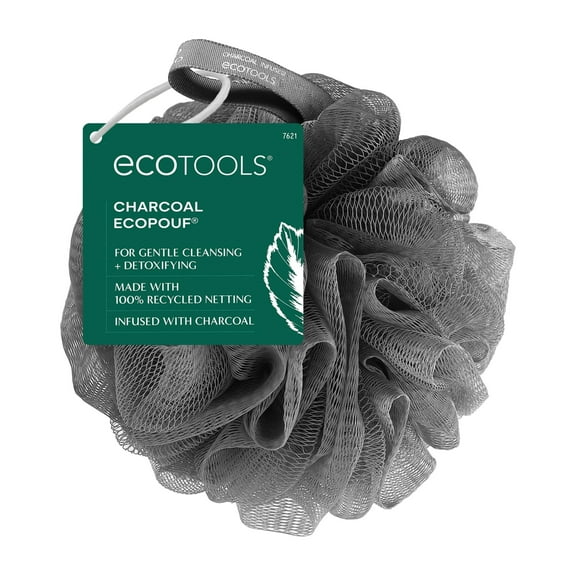 EcoTools Charcoal Bath Sponge, Black Loofah for Body Cleansing & Exfoliating, for Adults,( 4 Pack )