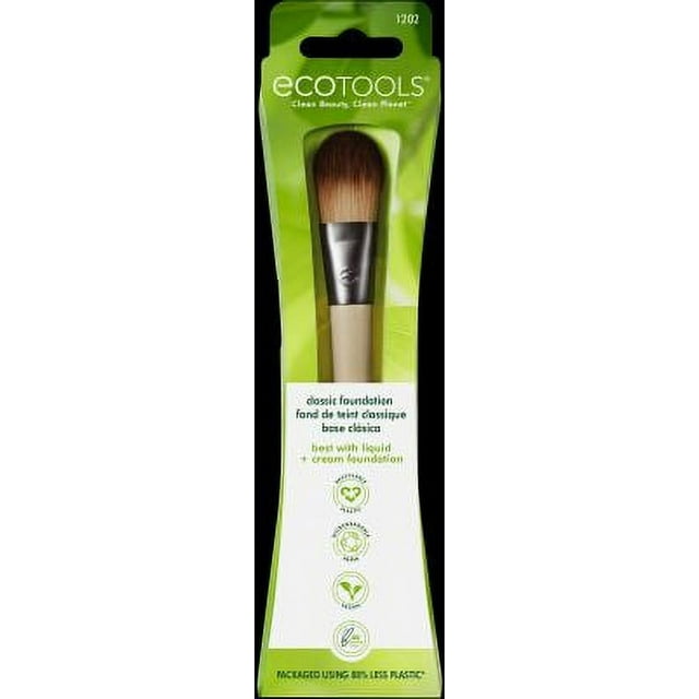 EcoTools Classic Foundation Makeup Brush, For Liquid and Cream Foundation, Streak Free Buildable