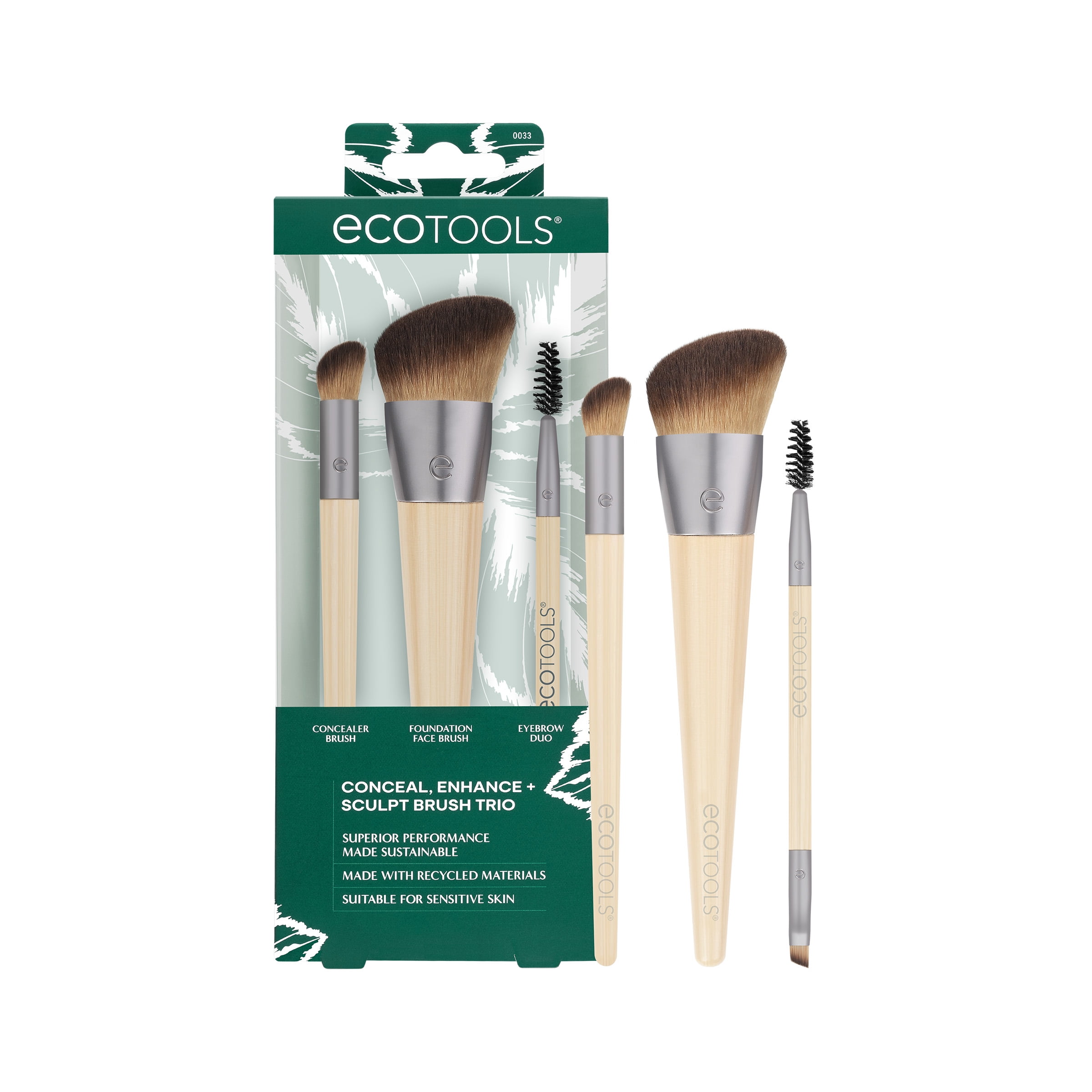 EcoTools Conceal, Enhance, & Sculpt Makeup Brush Trio, 3 Piece Set