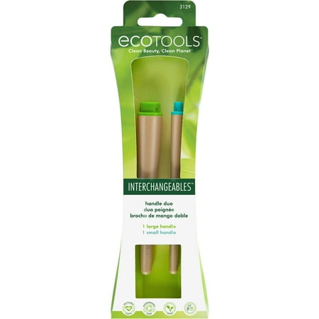 EcoTools Interchangeables Makeup Brush Handles, Customizable Brushes, Bamboo, 2 Piece Set