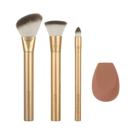 EcoTools Precious Metals Face Blend + Sculpt Kit, Face Makeup Brushes, 4 Piece Set