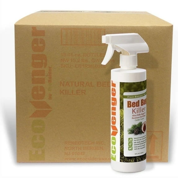 EcoVenger Bed Bug Killer Spray Case of 16 oz x 16 Units, 100% Kill Efficacy Kills All Stages on Contact-14 Day Residual Protection Eco-Friendly & Non-Toxic Child & Pet Friendly