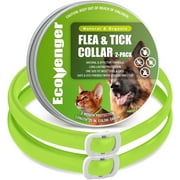 EcoVenger Flea & Tick Collar Repellent 2 Pack Green, Fits Both Dogs & Cats Built-in Plant-Based Formula, Strong Repellency Slow Release, Lasting Deterrence and Protection, Pleasant Aroma, Waterproof