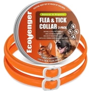 EcoVenger Flea & Tick Collar Repellent 2 Pack Orange, Fits Both Dogs & Cats Built-in Plant-Based Formula, Strong Repellency Slow Release, Lasting Deterrence and Protection, Pleasant Aroma, Waterproof