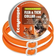 EcoVenger Flea & Tick Collar Repellent 2 Pack Orange, Fits Both Dogs & Cats Built-in Plant-Based Formula, Strong Repellency Slow Release, Lasting Deterrence and Protection, Pleasant Aroma, Waterproof