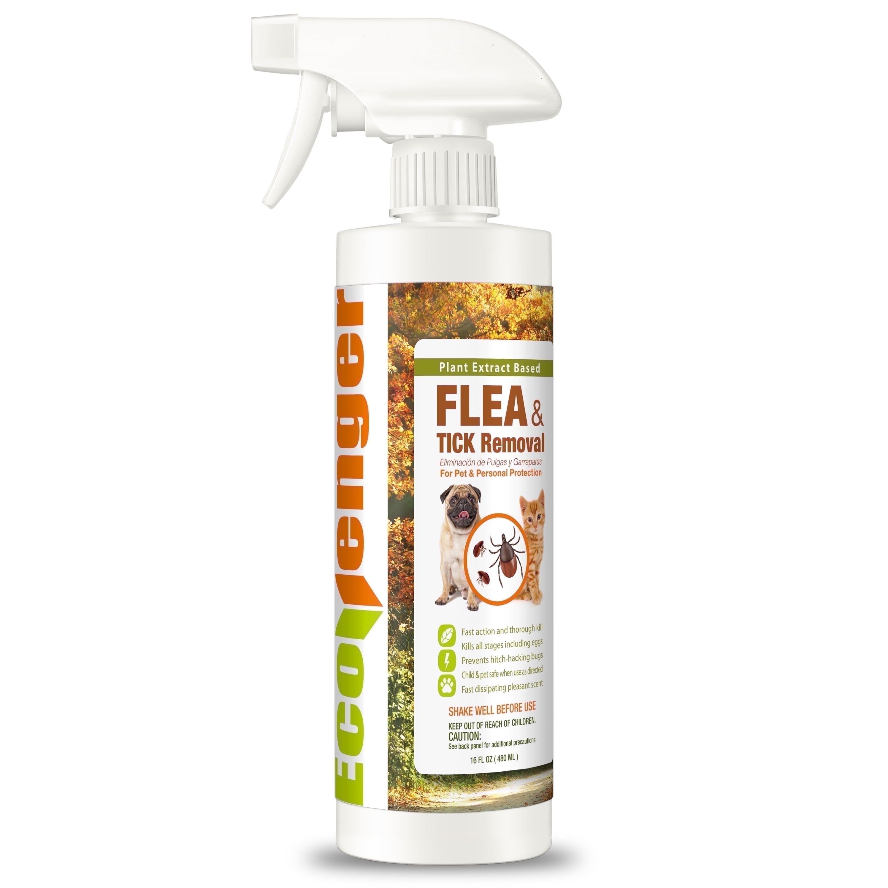 EcoVenger Flea & Tick Removal Spray 16 oz for Dogs and Cats