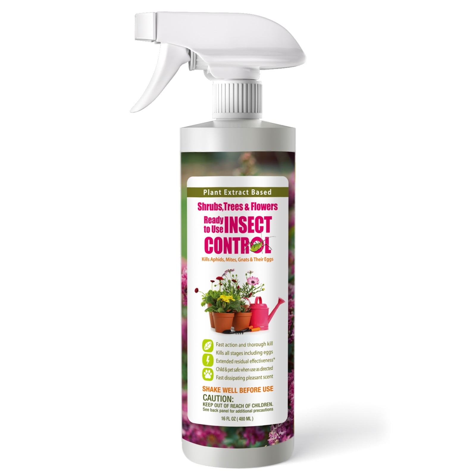 EcoVenger Garden Insect Control 16 oz, Plant Extract Based, Indoor & Outdoor, Kills Aphids, Mealybugs, Spider Mites and Gnats All Stages and Eggs, Non-Toxic Child & Pet Safe