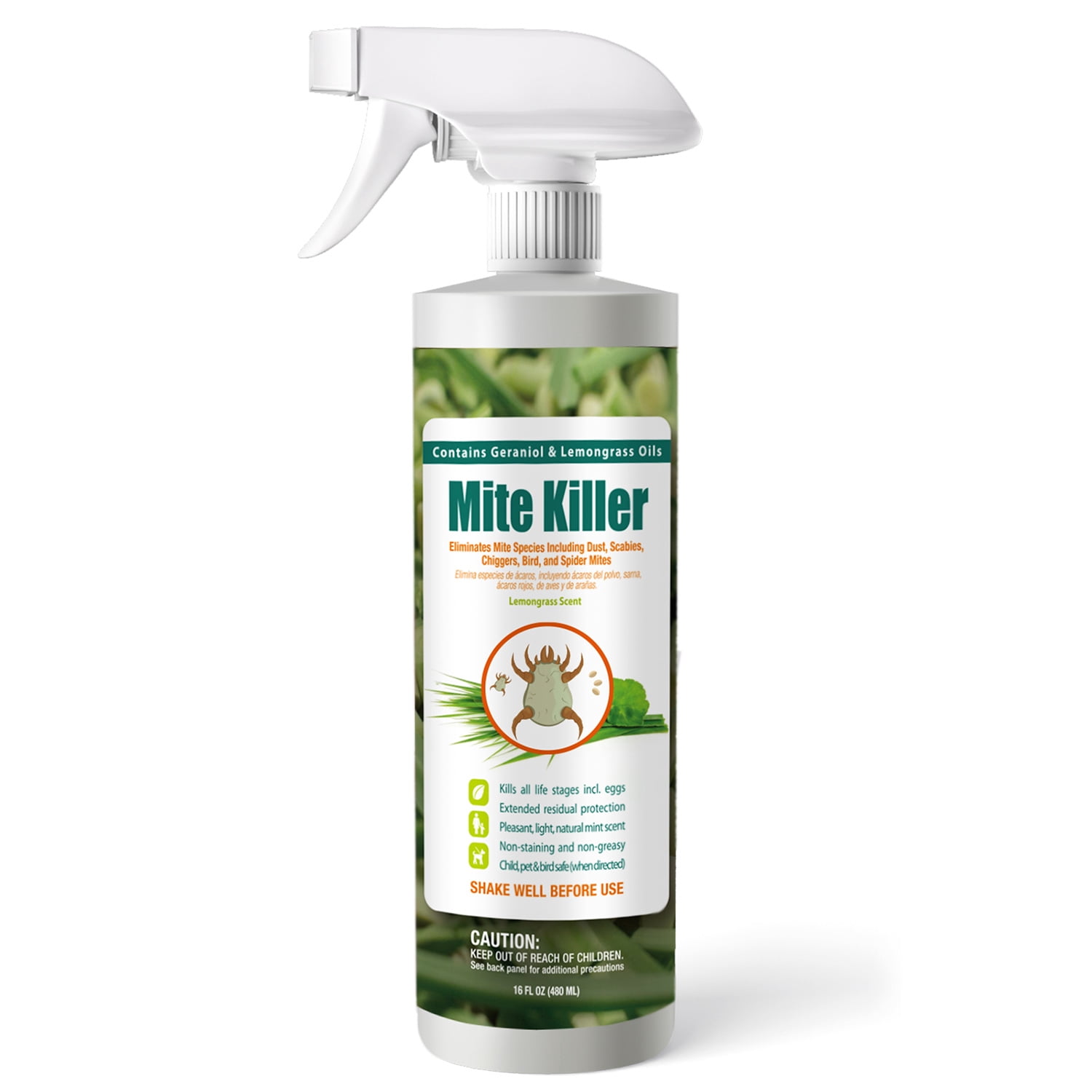 EcoVenger Mite Killer 16 OZ Spray, Kills Dust Mites, Scabies, Bird Mites, Chiggers, Poultry Mites, Spider Mites for Residential, Plant, Animals & Birds, Plant-Based and Non-Toxic
