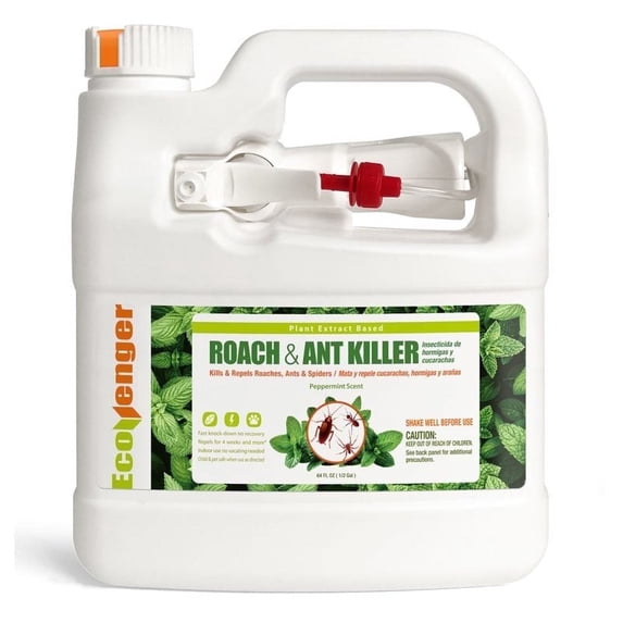 EcoVenger Roach & Ant Killer 64 oz, Kills on Contact, Extended 4-Week Deterrence, Kills Ants & Other Crawling Insects, Natural & Non-Toxic, Pleasant Botanical Scent, Safe for Children & Pets