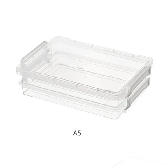 EcoVerve 2 PCS Plastic Storage With Latching Lids Clear File Portable Storage Containers For Organizing A4 Paper Document Scrapbook