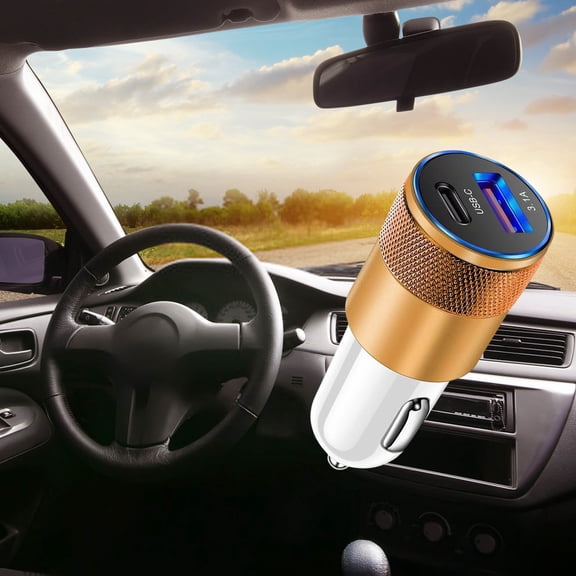 EcoVerve 3.1A USB C PD Rapid Car Charger Aluminum Steel Design Portable USB Power Car Adapter For Phones & Devices Fast Charging Metal Auto Charger