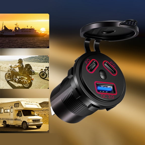 EcoVerve 3 Port Car Charger Adapter With QC3.0 Fast Charging & PD Ports For Mobile Devices Universal Fit High Speed Charging Solution For Vehicles