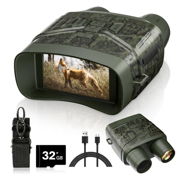 EcoVerve 4K Night Goggles For Adults 3 Inch Screen Binoculars With Photo And Video Recording Includes 32GB Memory Card