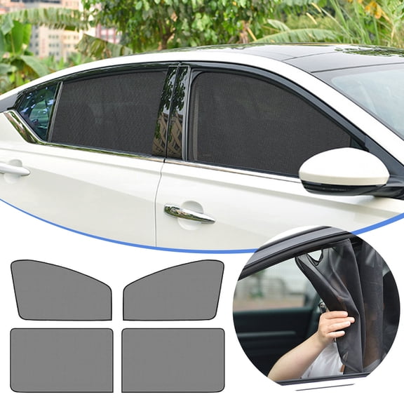 EcoVerve 4pcs Universal Window Sun Shades Breathable Mesh Car Front Rear Window Sun Visor Shades With For Baby Family Pet Car Net Curtains Fit For Cars MPV