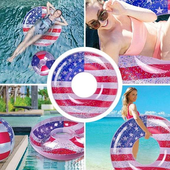 EcoVerve 4th Of July Inflatable Pool Float Tube Water Swimming Ring Beach Lake Pool Adult
