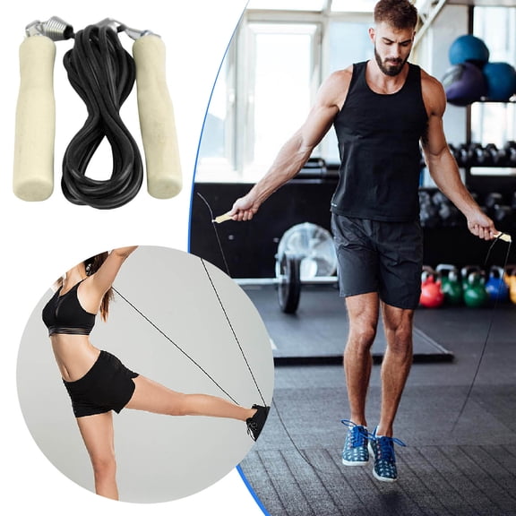 EcoVerve 7.87ft Jumping Rope Fat Burning Workout Rope Adjustable Sports Wooden Handle Home Or Gym Personal Training Rope Long Speed Exercise Cardio