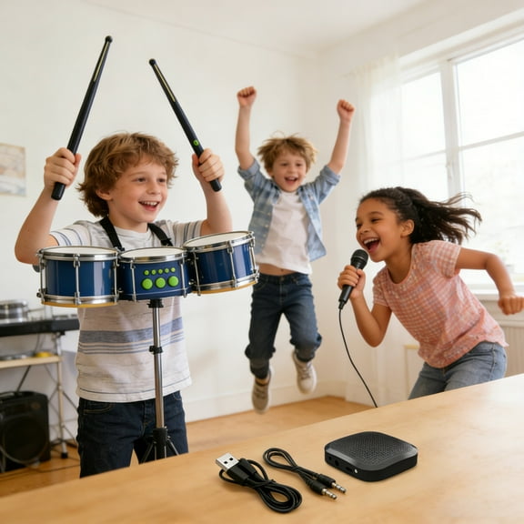 EcoVerve Air Drum Sticks Virtual Electronic Drum Drumsticks Air Drum With Drumsticks Pedals And 8 Sounds Tabletop Drum Machine For Beginners