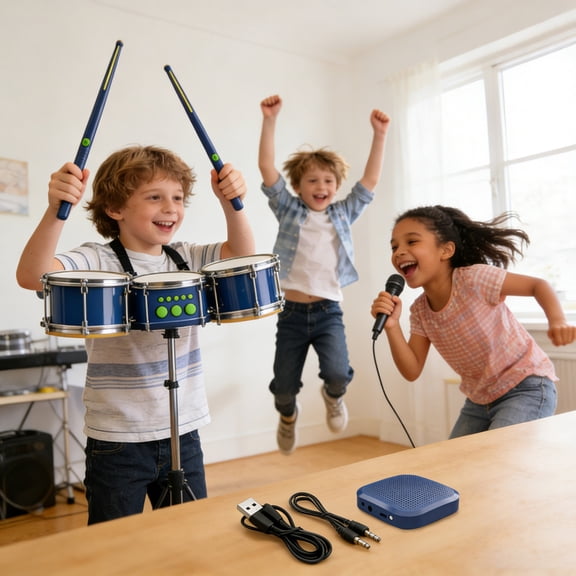 EcoVerve Air Drum Sticks Virtual Electronic Drum Drumsticks Air Drum With Drumsticks Pedals And 8 Sounds Tabletop Drum Machine For Beginners