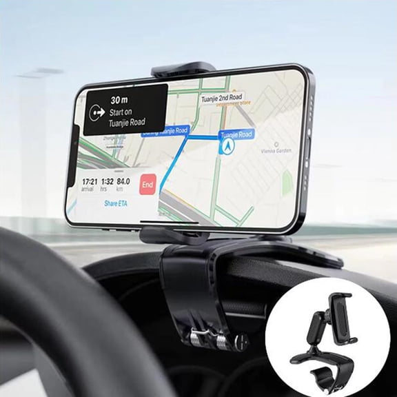 EcoVerve Car Phone Holder Mount 360° Rotation Cell Phone Holder For Car Clip Mount Stand Suitable For 4 To 7 Inch Smartphones (Black)