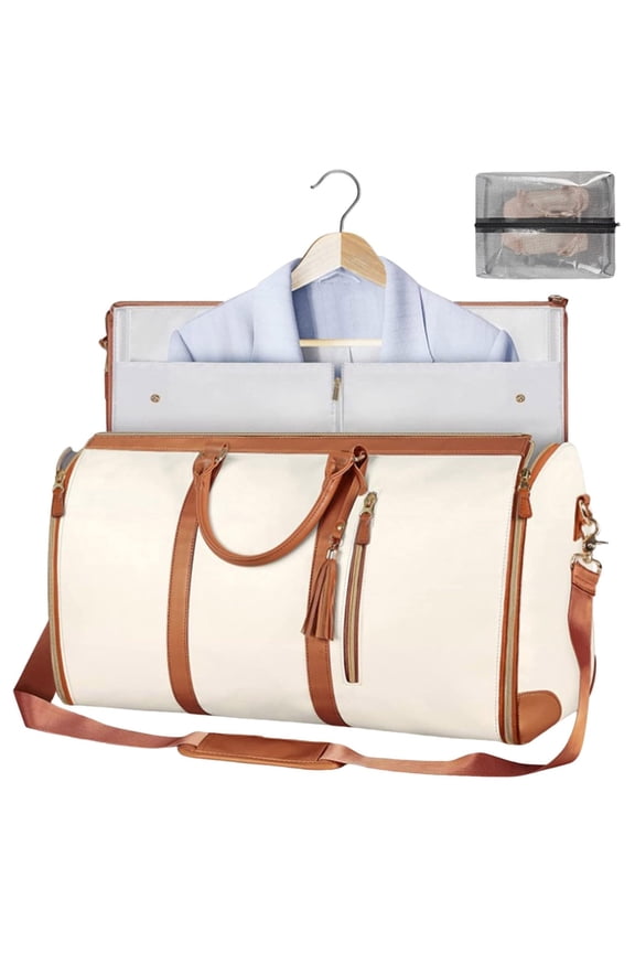 Carry On Garment Bag Large PU Leather Duffle Bag For Women Garment Bags For Travel With Shoe Pouch 2 In 1 Hanging Suitcase Suit Travel Bags S For Women