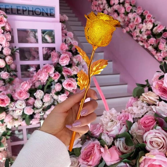 EcoVerve Color Gold Rose Flower Purple Window Gift Year's Day Gift Gold Foil Rose