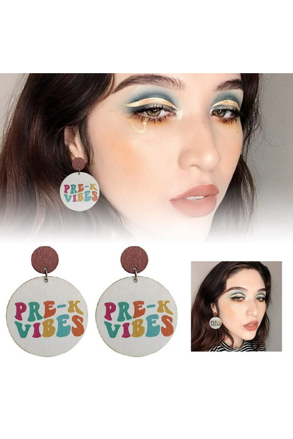 “Colorful Alphabet Grade Earrings Cute Student And Teacher Wooden Studs For School Semester” ！