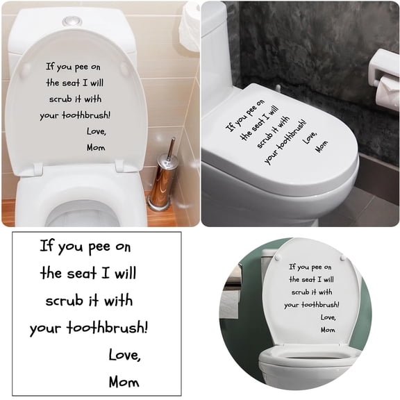 EcoVerve Funny Toilet Stickers Decals Vinyl Wall Art Sign Removable Toilet Seat Quote Murals For Toilet WC Restroom Door Seat Bathroom Decoration