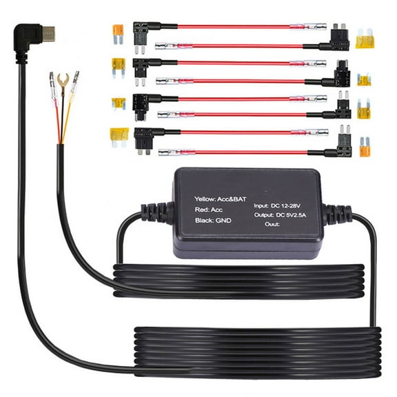 EcoVerve Hardwire Kit For Cam 12ft Type CUSB Input12V/24V Output 5V/2.5A. Cam Hardwire Kit With A Circuit