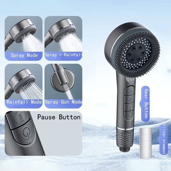 EcoVerve High Pressure Handheld Shower. Rainfall Shower Heads. One Click Water Release. 5 Mode Showerhead With Filter. Bathroom Accessory.