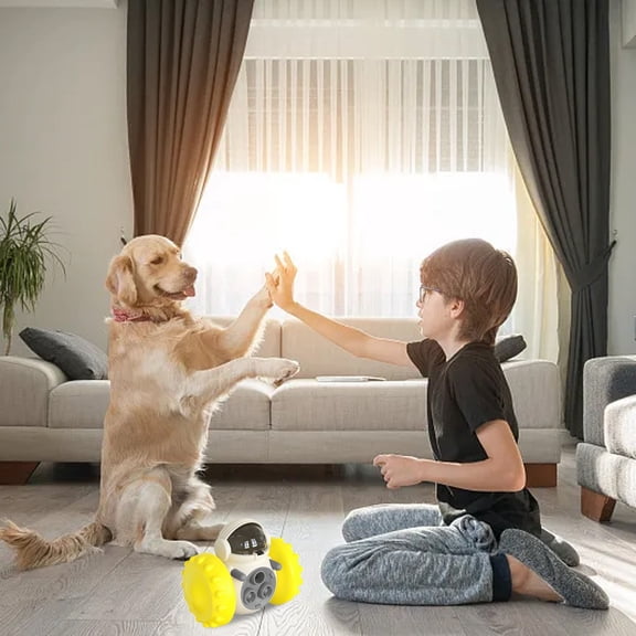 EcoVerve Interactive Food Toy For Dog And Cats Pet Food Dispensor Tumbler Dog Toy Dog Slow Feeder Dispensing Puzzle Toys Robot Shape Dog Toys