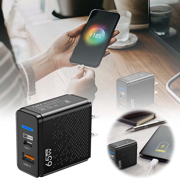 EcoVerve LED Type C Wall Charger Charging Block Phone USB Cube 65W Wall Charger