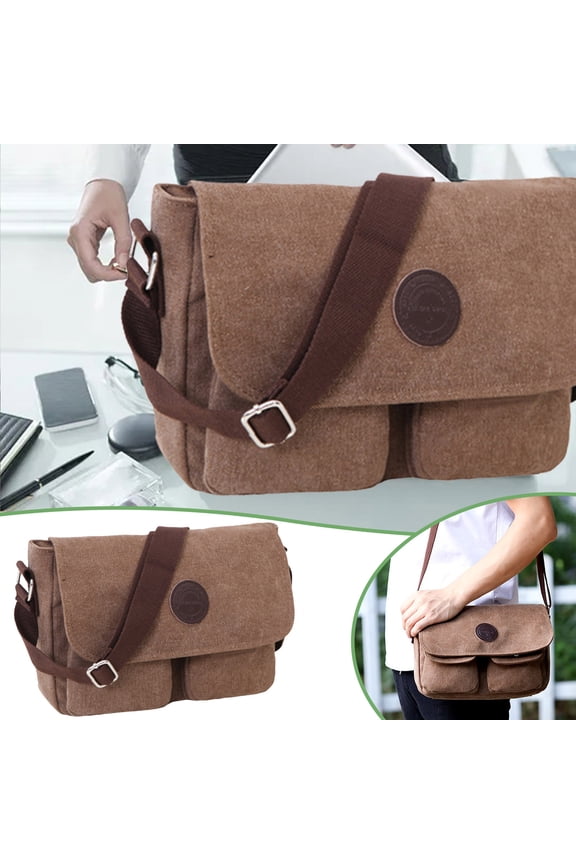 Men's Messenger Bag Canvas Postman Hiking Shoulder School Bag Outdoor Messenger Backpack
