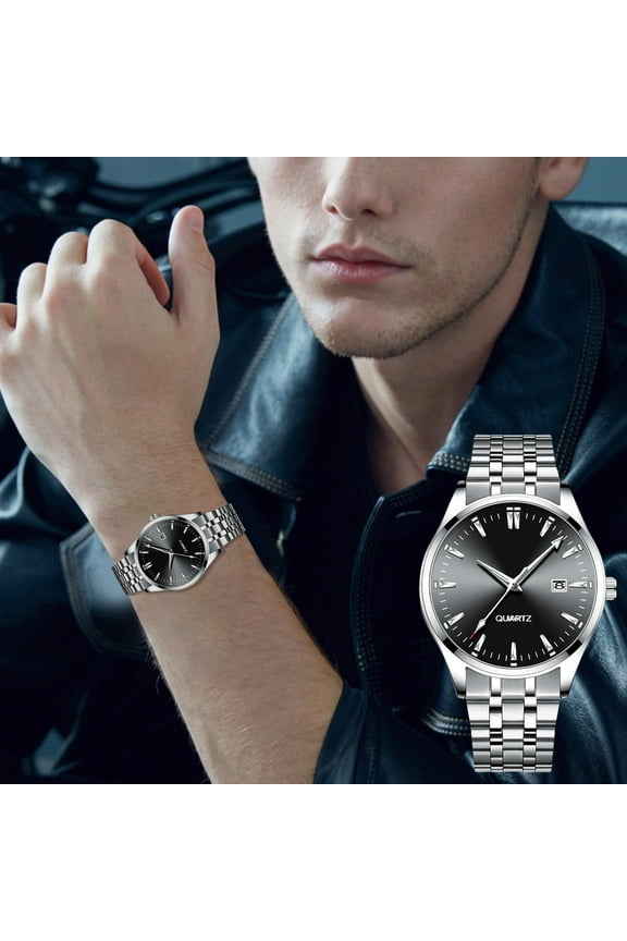 Mens Stainless Steel Analog Watch Mens Luxury Wrist Dress Water Proof Watch Quartz Classic Work Business Casual Watch With Roman Numeral