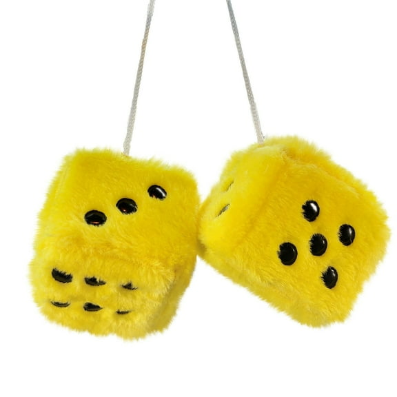 EcoVerve Pair Of Retro Square Mirrors Hanging Plush Plush Dice With Polka Dots Car Interior Ornament