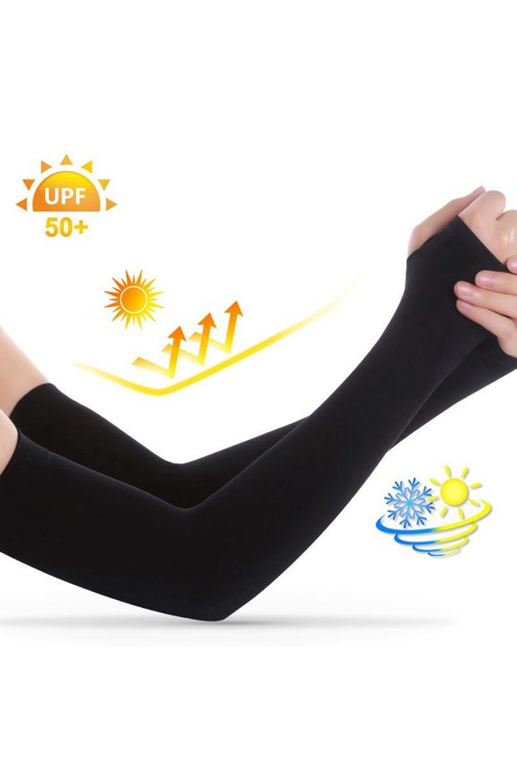 A Pair Of Sunscreen And Sunlight Reduce Sports Arm Protectors With Ice Sleeves Suitable For Cycling Driving Running Basketball Football And Outdoor Activities. White