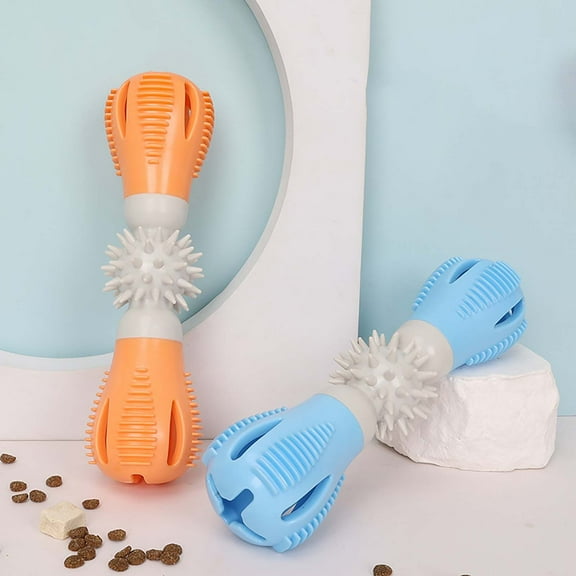 EcoVerve Pet Teeth Cleaning Chew Toy Durable Rubber Dog Bi.te Toy With Leak Proof Food Dispenser Dumbbell Design For Boredom Re.lief