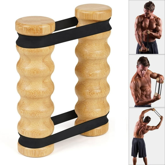 EcoVerve Rip Stick Efficient Upper Body Workout Home Gym Adjustable Resistance Bands With Wooden Handles Portable Exercise Joint Friendly 8 Rip Stick Bands Included