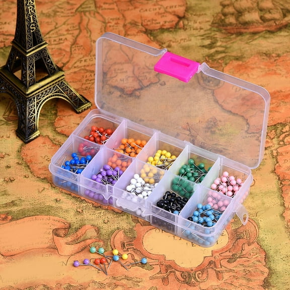 EcoVerve Set Of 500pcs Colorful Plastic Push Pins For Cork Boards Photo Walls And Map Fixing (10 Colors)