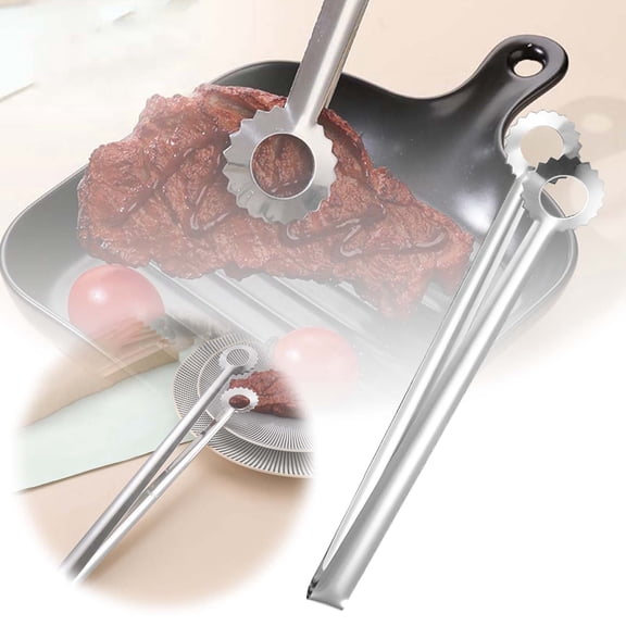 EcoVerve Thickened Food Clips Stainless Steel Steak Bread Clips Hand Grabbed Pancake Clips Cake Clips Barbecue Clips Food Clips Vegetable Clips