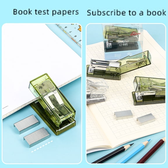 EcoVerve Transparent Mini Stapler Set Office Simple Stapler Student Stationery Data Collation Stapler