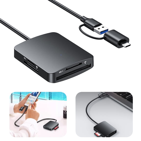 EcoVerve USB .0 SuperSpeed Type C Card Reader | Simultaneous In 1 SD/TF/CF/MS Memory Card Access | Compatibility