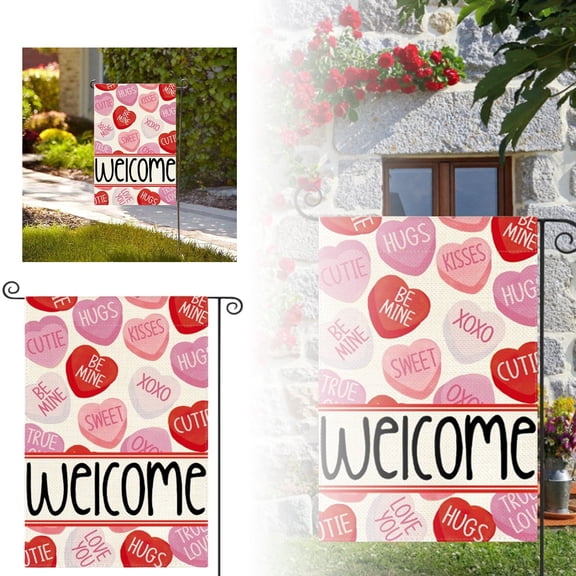 EcoVerve Valentine's Day Garden Flag Outdoor Dating Party Decoration Flag Print Door Welcome Flag