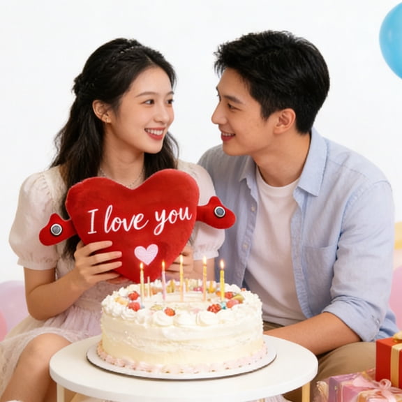 EcoVerve Valentine's Day Heart Shaped Red Plush Toy - Super Soft Cute Design Stuffed Animal, Romantic Gift for Her/Him Girlfriend/Boyfriend Home Decor Collection,11x6inch