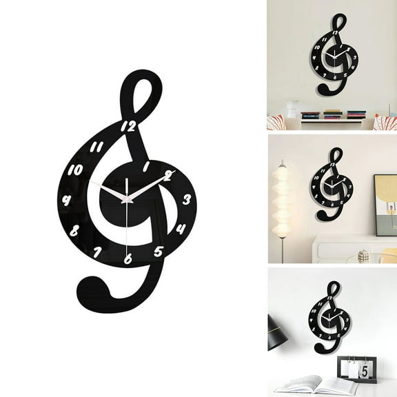 EcoVerve Wall Watch Clock Musical Note Wall Clock Home Music Notes With Piano Keys Wall Clock