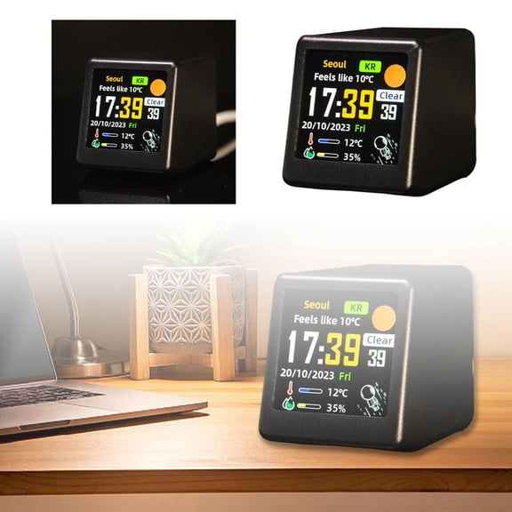 EcoVerve WiFi Desk Weather Clock Multifunctional Clock With Stylish Design For Home &