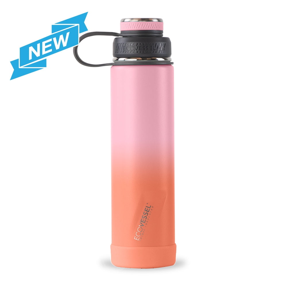 EcoVessel FROST Trimax Stainless Steel Insulated Kids Water Bottle  w/Carrying Handle, Flip Straw Lid, and Silicone Bottle Bumper 12oz (Llama)