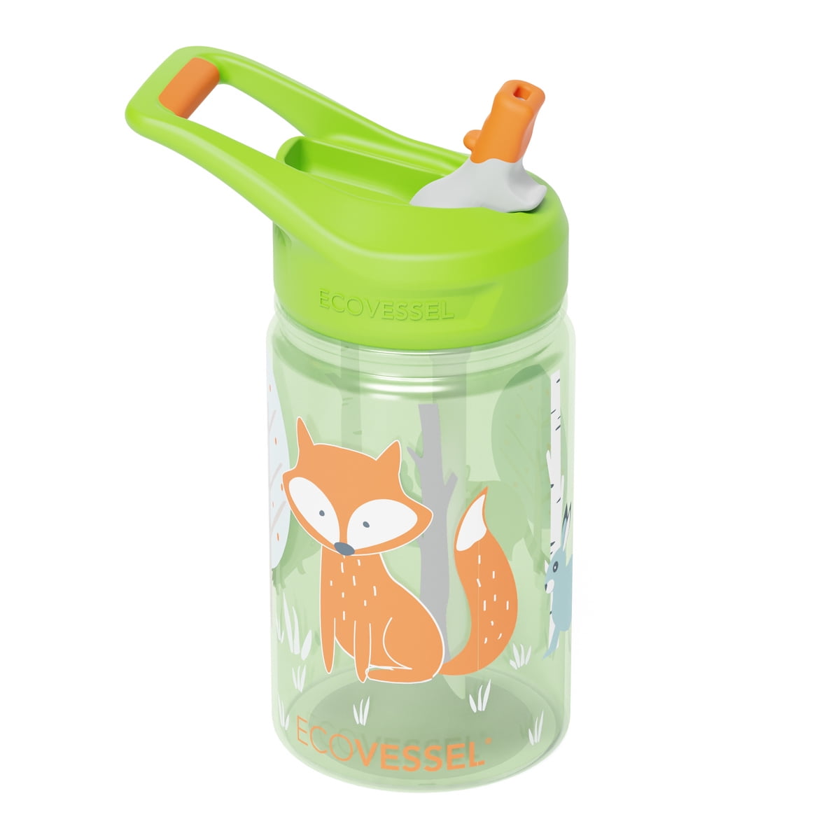 EcoVessel SPLASH Tritan Plastic Kids Water Bottle with Flip Straw, Leak  Proof Lid, and Carry Handle 12 oz (Fox)