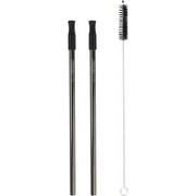 EcoVessel STRAWSET Stainless Steel Straw Set with Removeable Silicone Tips and Straw Cleaning Brush, 3 Pcs