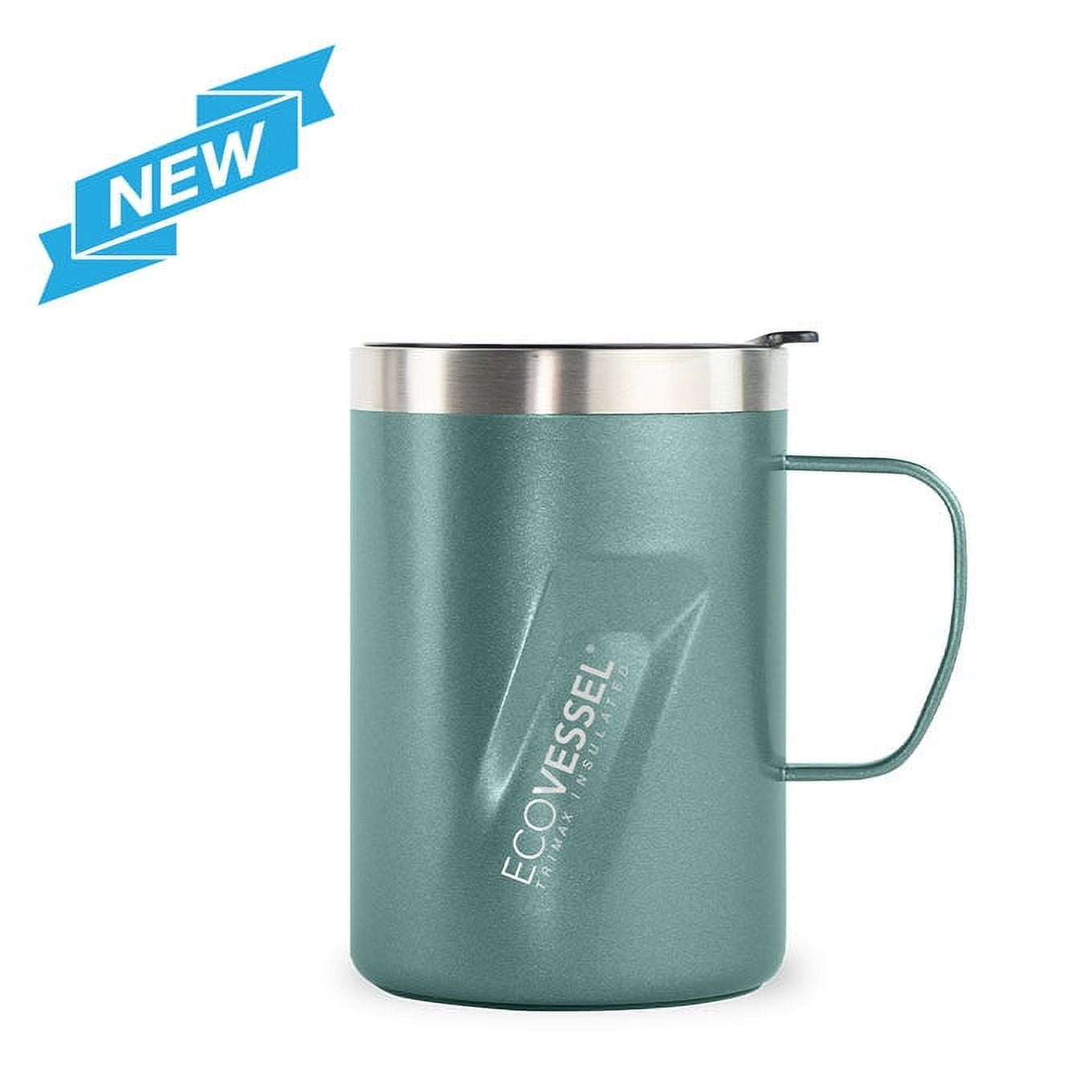 EcoVessel Metro Trimax Vacuum Insulated Stainless Steel Tumbler Cup, Coffee Mug with Slider Lid - 16 oz (Aqua Jade), Green